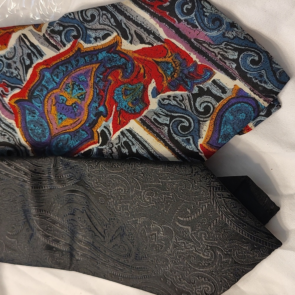 Paisley Pierre Cardin and J Blades tie lot, black and multicolor